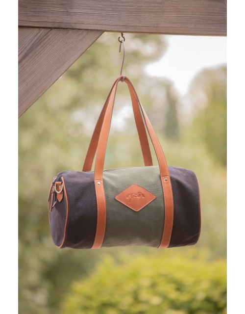 Canvas Bowl Bag Medium Model - Khaki & Black