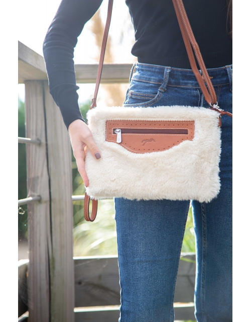 Emilie Pouch - Ecru & Brandy