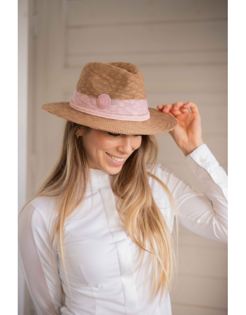 Rafia Hat - Beige & Pink