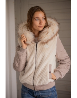 PL-Lyon Reversible Bomber Jacket - Taupe & Off-White