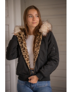 PL-Leolyon Reversible Bomber Jacket - Black & Leopard