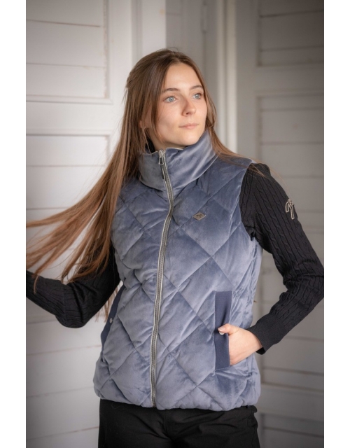 PL-Chouki Reversible Sleeveless Puffer Jacket - Blue-Grey