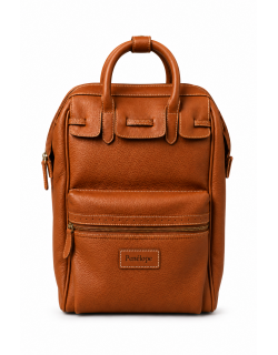 Sac à dos PL-Leather City Moyen Modèle - Cognac
