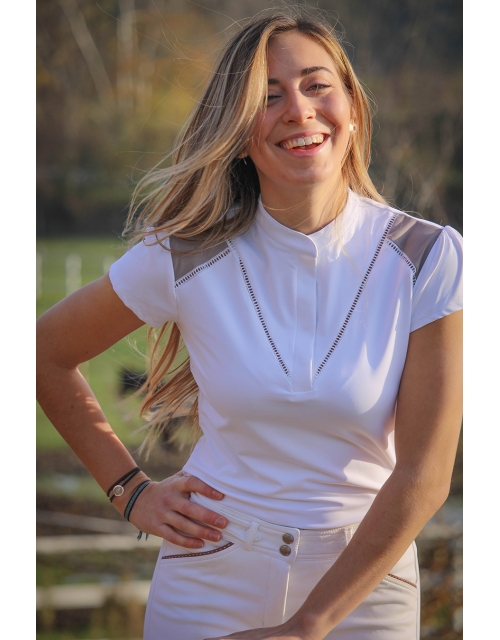 Polo de concours Venise - Blanc & taupe