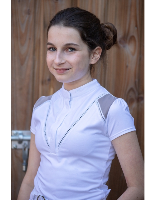 Venice Competition polo shirt White & taupe - Junior