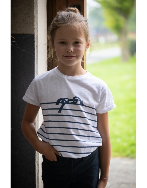 Eden by Pénélope Harlem White & Navy Lurex T-Shirt - Children
