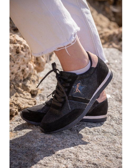 Saturne Sneakers - Black & Rose Gold
