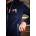 Emy Navy Velvet Hoodie - Children
