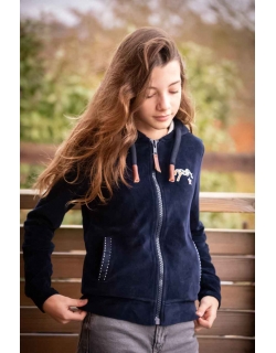 Emy Navy Velvet Hoodie - Children