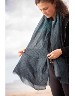 Alix Stole - Black & Peacock Blue