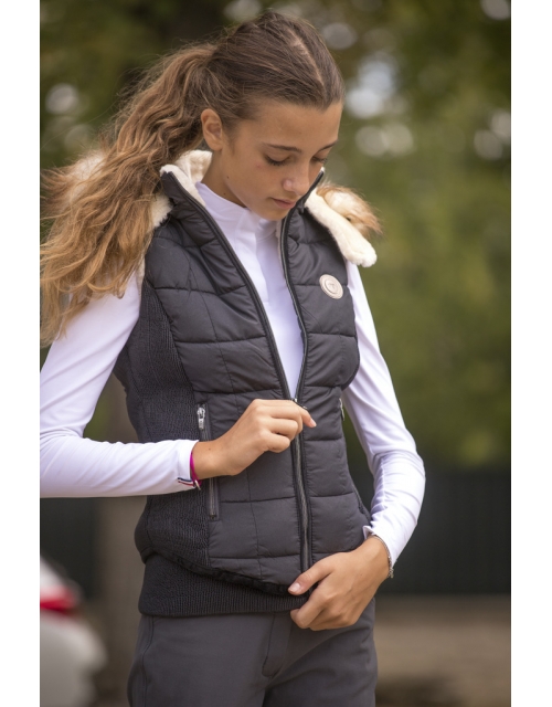 Black Glitter New Roge Sleeveless Jacket - Children