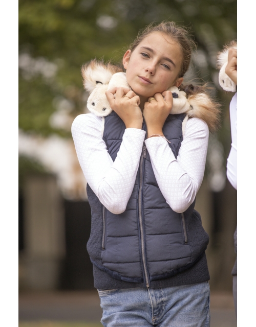 Navy Glitter New Roge Sleeveless Jacket - Children