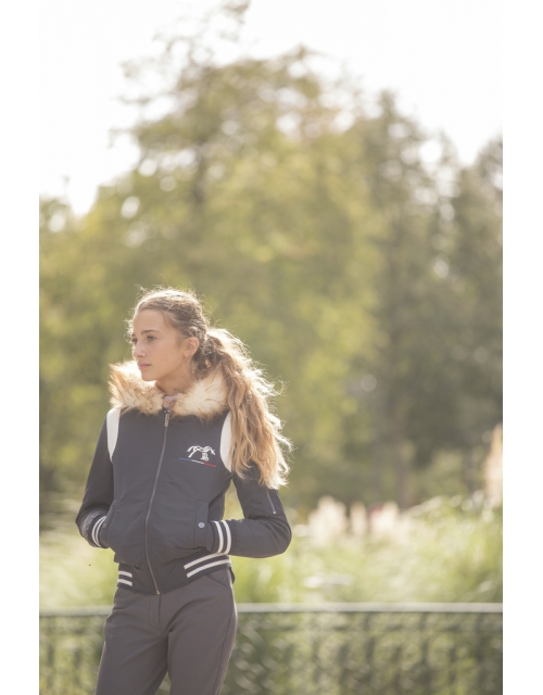 Navy & Off White Lyon University Bombers Jacket - Children