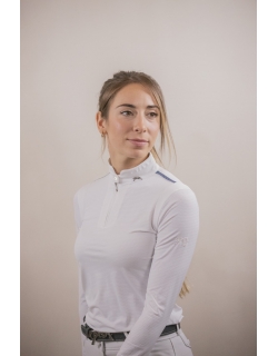 Polo de Concours Séville Mesh Manches Longues - Blanc