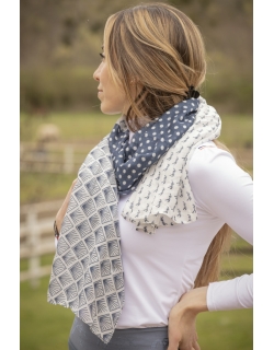 Alix Stole - Blue Grey & Ecru
