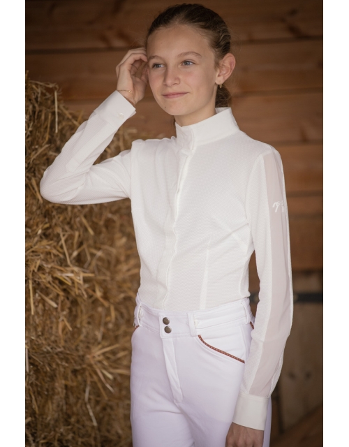 Polo de Concours Las Honey Manches Longues Blanc - Enfant