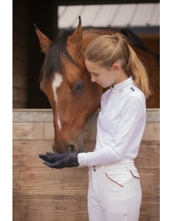 White Long Sleeve Séville Mesh Show Polo Shirt - Children