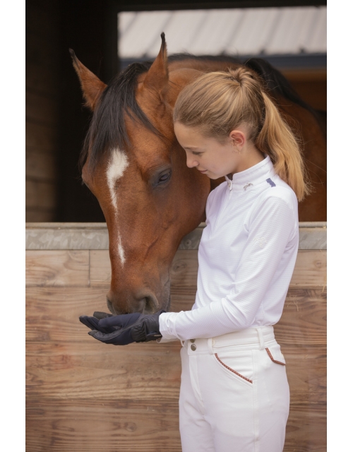 White Long Sleeve Séville Mesh Show Polo Shirt - Children