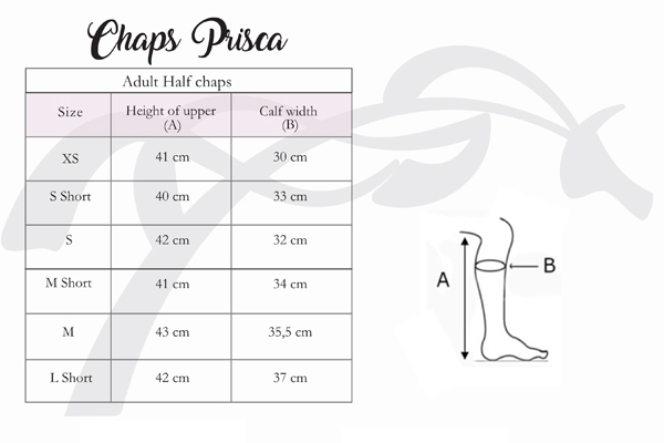 Pénélope Prisca Size chart