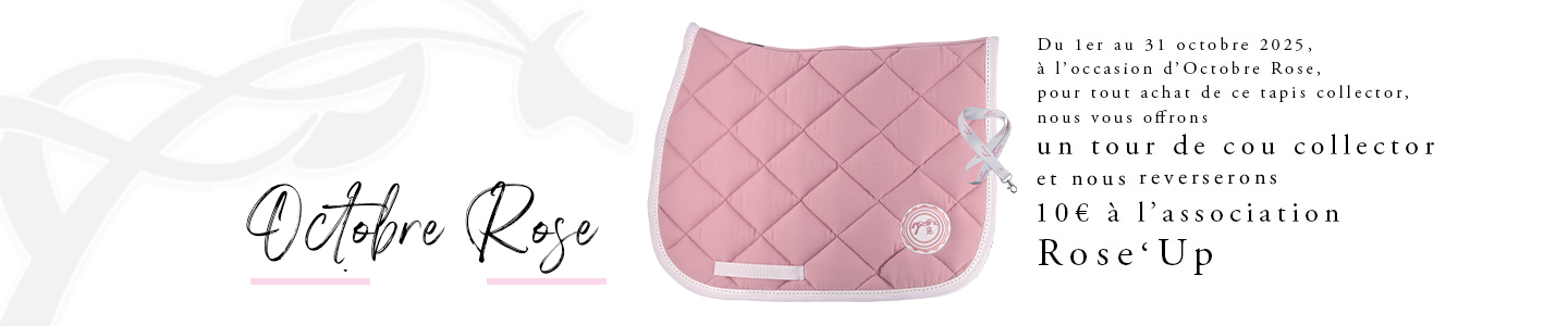 Opération commerciale Spécial Octobre Rose sur Pénélope Store : 1 tapis collector acheté = 1 tour de cou Pénélope offert et 10€ reversé à l'association Rose'Up. 